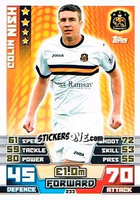 Sticker Colin Nish - SPFL 2014-2015. Match Attax n. 233 - Topps