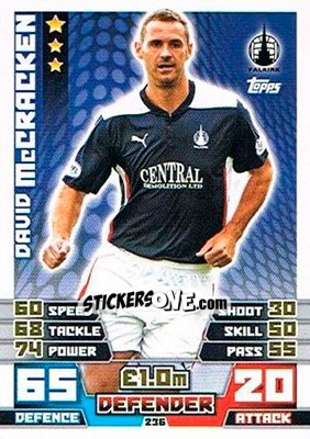 Sticker David McCracken - SPFL 2014-2015. Match Attax n. 236 - Topps