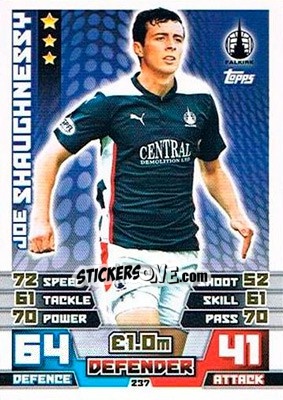 Sticker Joe Shaughnessy - SPFL 2014-2015. Match Attax n. 237 - Topps