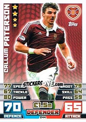 Sticker Callum Paterson - SPFL 2014-2015. Match Attax n. 244 - Topps