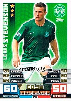 Sticker Lewis Stevenson - SPFL 2014-2015. Match Attax n. 249 - Topps