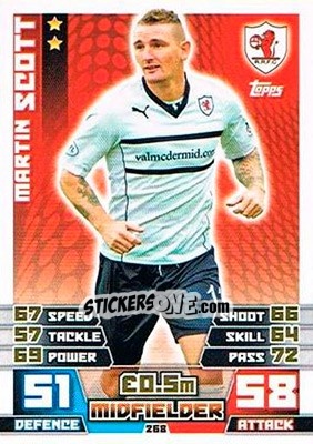 Sticker Martin Scott - SPFL 2014-2015. Match Attax n. 268 - Topps