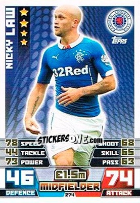 Sticker Nicky Law - SPFL 2014-2015. Match Attax n. 274 - Topps