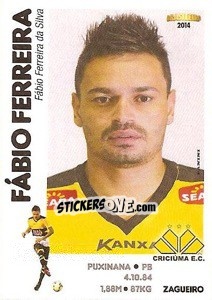 Sticker Fábio Ferreira - Campeonato Brasileiro 2014 n. 102 - Panini