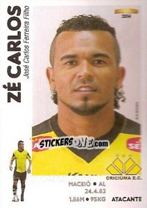 Sticker Zé Carlos - Campeonato Brasileiro 2014 - Panini