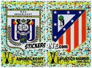 Figurina Scudetto (Anderlecht - Atletico Madrid) - Calcio Coppe 1997-1998 - Panini