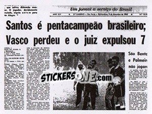 Sticker 1965 - manchete do penta - Santos 100 Anos n. 123 - Panini