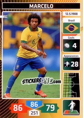Sticker Marcelo (Brazil) - Die Fußballstars 2014 präsentiert von CBF Brasil n. 3 - Panini