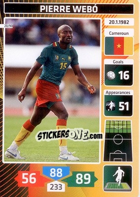 Sticker Pierre Webó (Cameroun) - Die Fußballstars 2014 präsentiert von CBF Brasil n. 20 - Panini