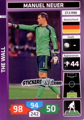 Sticker Manuel Neuer (Germany) - Die Fußballstars 2014 präsentiert von CBF Brasil n. 31 - Panini