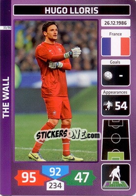 Sticker Hugo Lloris (France) - Die Fußballstars 2014 präsentiert von CBF Brasil n. 33 - Panini