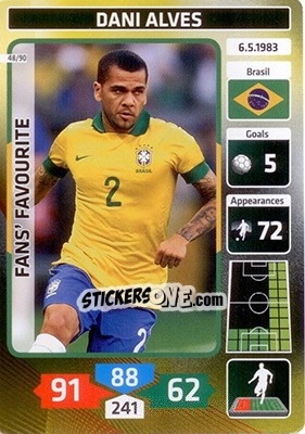 Sticker Dani Alves (Brazil) - Die Fußballstars 2014 präsentiert von CBF Brasil n. 48 - Panini