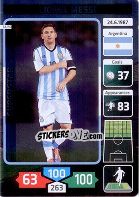 Sticker Lionel Messi (Argentina) - Die Fußballstars 2014 präsentiert von CBF Brasil n. 64 - Panini