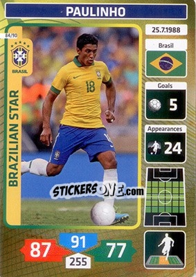Sticker Paulinho (Brazil) - Die Fußballstars 2014 präsentiert von CBF Brasil n. 84 - Panini