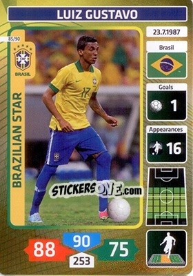 Sticker Luiz Gustavo (Brazil) - Die Fußballstars 2014 präsentiert von CBF Brasil n. 85 - Panini