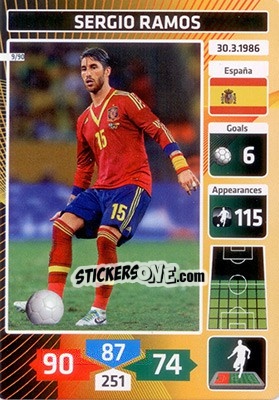 Sticker Sergio Ramos (Spain) - Die Fußballstars 2014 präsentiert von CBF Brasil n. 9 - Panini
