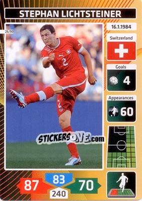 Sticker Stephan Lichtsteiner (Switzerland) - Die Fußballstars 2014 präsentiert von CBF Brasil - Panini