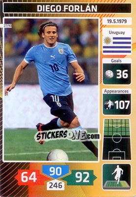 Sticker Diego Forlán (Uruguay) - Die Fußballstars 2014 präsentiert von CBF Brasil - Panini