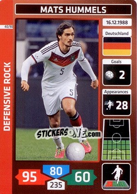 Sticker Mats Hummels (Germany) - Die Fußballstars 2014 präsentiert von CBF Brasil n. 40 - Panini