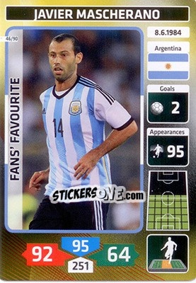 Sticker Javier Mascherano (Argentina) - Die Fußballstars 2014 präsentiert von CBF Brasil n. 46 - Panini