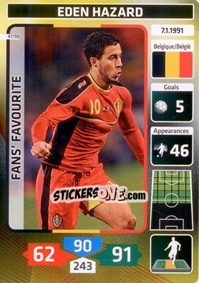 Sticker Eden Hazard (Belgium) - Die Fußballstars 2014 präsentiert von CBF Brasil n. 47 - Panini