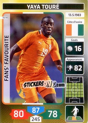 Sticker Yaya Touré (Ivory Coast) - Die Fußballstars 2014 präsentiert von CBF Brasil - Panini