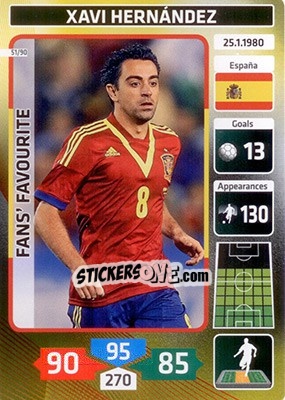 Sticker Xavi Hernández (Spain) - Die Fußballstars 2014 präsentiert von CBF Brasil n. 51 - Panini