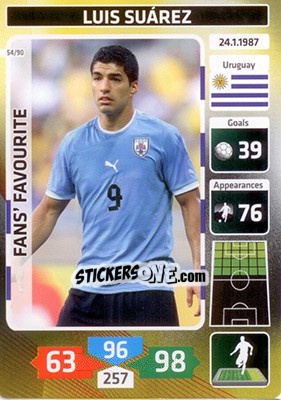 Sticker Luis Suárez (Uruguay) - Die Fußballstars 2014 präsentiert von CBF Brasil - Panini