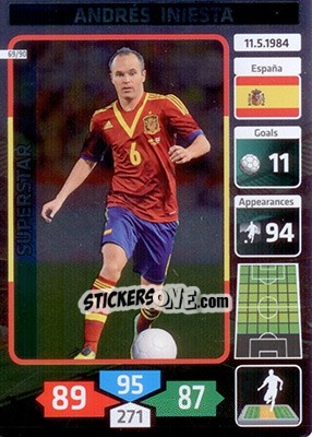 Sticker Andrés Iniesta (Spain) - Die Fußballstars 2014 präsentiert von CBF Brasil n. 69 - Panini