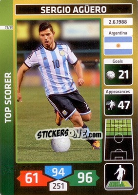 Sticker Sergio Agüero (Argentina) - Die Fußballstars 2014 präsentiert von CBF Brasil - Panini