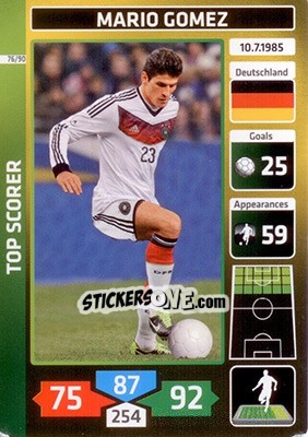 Sticker Mario Gomez (Germany) - Die Fußballstars 2014 präsentiert von CBF Brasil n. 76 - Panini