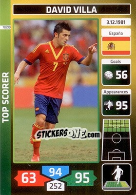Sticker David Villa (Spain) - Die Fußballstars 2014 präsentiert von CBF Brasil n. 78 - Panini