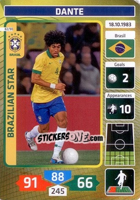 Sticker Dante (Brazil) - Die Fußballstars 2014 präsentiert von CBF Brasil n. 82 - Panini