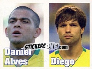 Sticker Dani Alves / Diego - Estrelas da Seleção o Brasil na Copa do Mundo de 2010 n. 7 - Panini