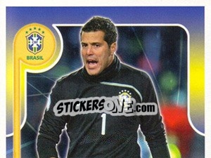 Sticker Júlio César no movimento - Estrelas da Seleção o Brasil na Copa do Mundo de 2010 n. 144 - Panini