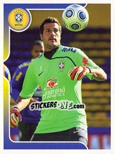 Sticker Júlio César no treinamento - Estrelas da Seleção o Brasil na Copa do Mundo de 2010 n. 148 - Panini