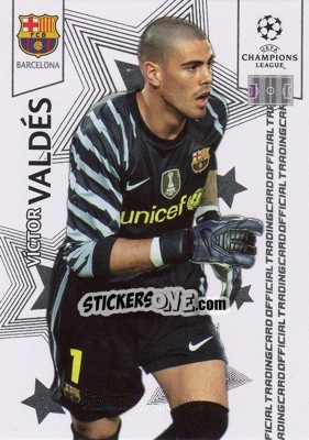 Sticker Víctor Valdés - UEFA Champions League 2010-2011. Trading Cards n. 11 - Panini