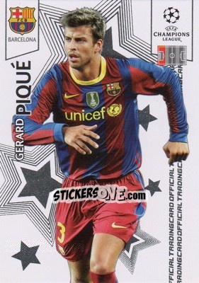 Sticker Gerard Piqué - UEFA Champions League 2010-2011. Trading Cards n. 12 - Panini