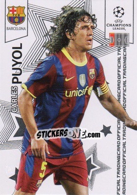 Sticker Carles Puyol - UEFA Champions League 2010-2011. Trading Cards n. 13 - Panini
