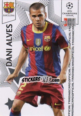 Sticker Dani Alves - UEFA Champions League 2010-2011. Trading Cards n. 14 - Panini