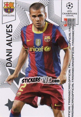 Sticker Dani Alves - UEFA Champions League 2010-2011. Trading Cards - Panini