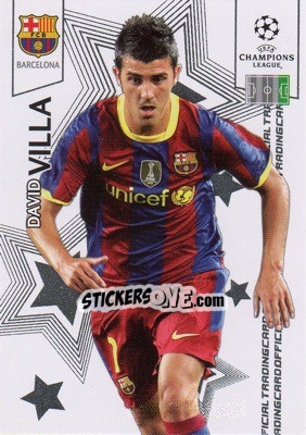 Sticker David Villa - UEFA Champions League 2010-2011. Trading Cards n. 21 - Panini