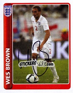 Sticker Wes Brown - England 2010 n. 19 - Topps