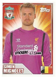 Sticker Simon Mignolet - Premier League Inglese 2014-2015 n. 201 - Topps
