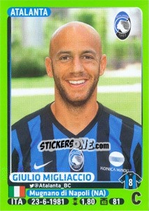 Cromo Giulio Migliaccio - Calciatori 2014-2015 - Panini