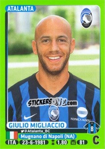 Sticker Giulio Migliaccio - Calciatori 2014-2015 n. 19 - Panini