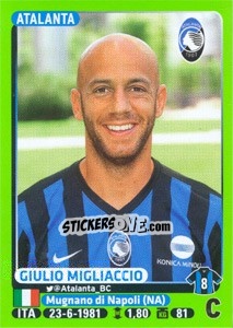 Figurina Giulio Migliaccio - Calciatori 2014-2015 - Panini