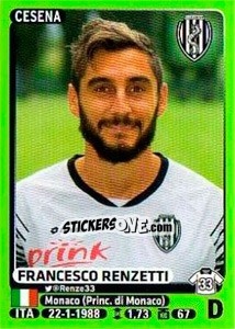 Sticker Francesco Renzetti - Calciatori 2014-2015 n. 66 - Panini