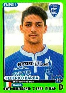 Sticker Federico Barba - Calciatori 2014-2015 n. 118 - Panini