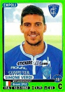 Sticker Simone Verdi - Calciatori 2014-2015 n. 124 - Panini